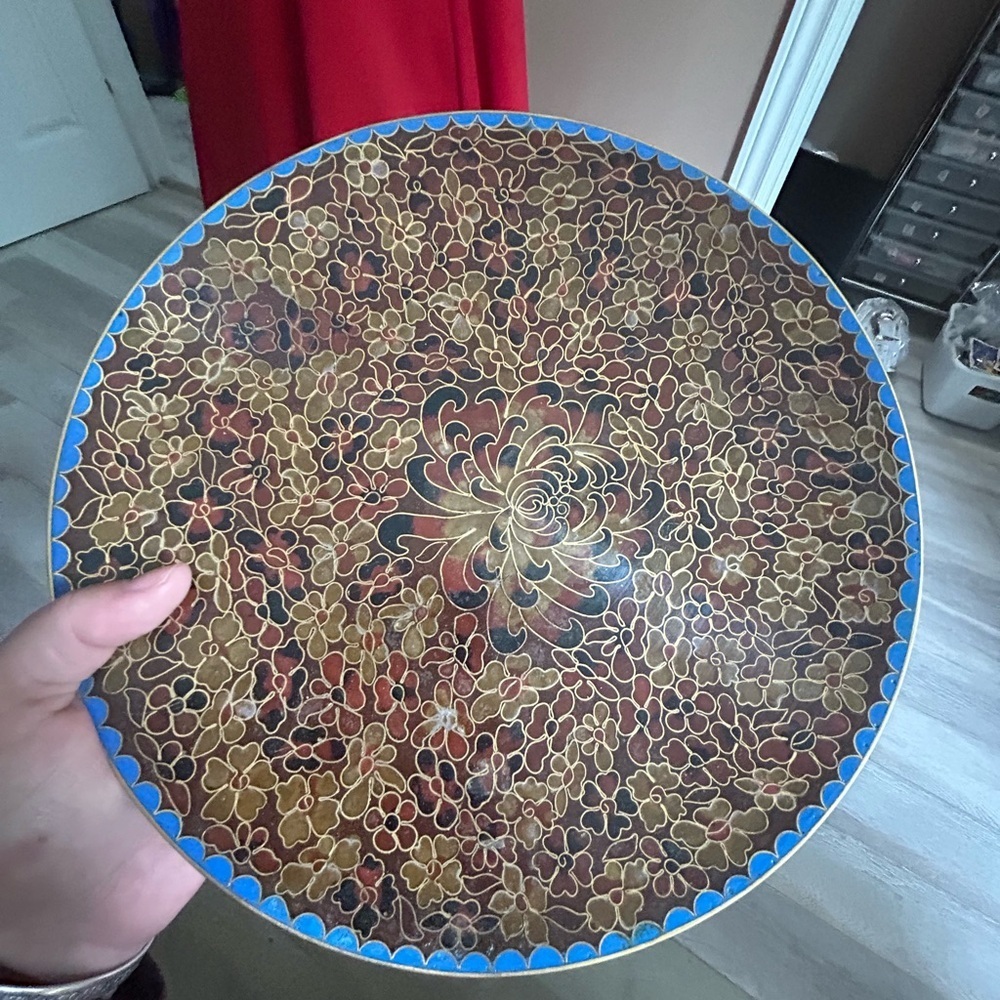 VINTAGE BRASS Chinese decorative plate 💛
